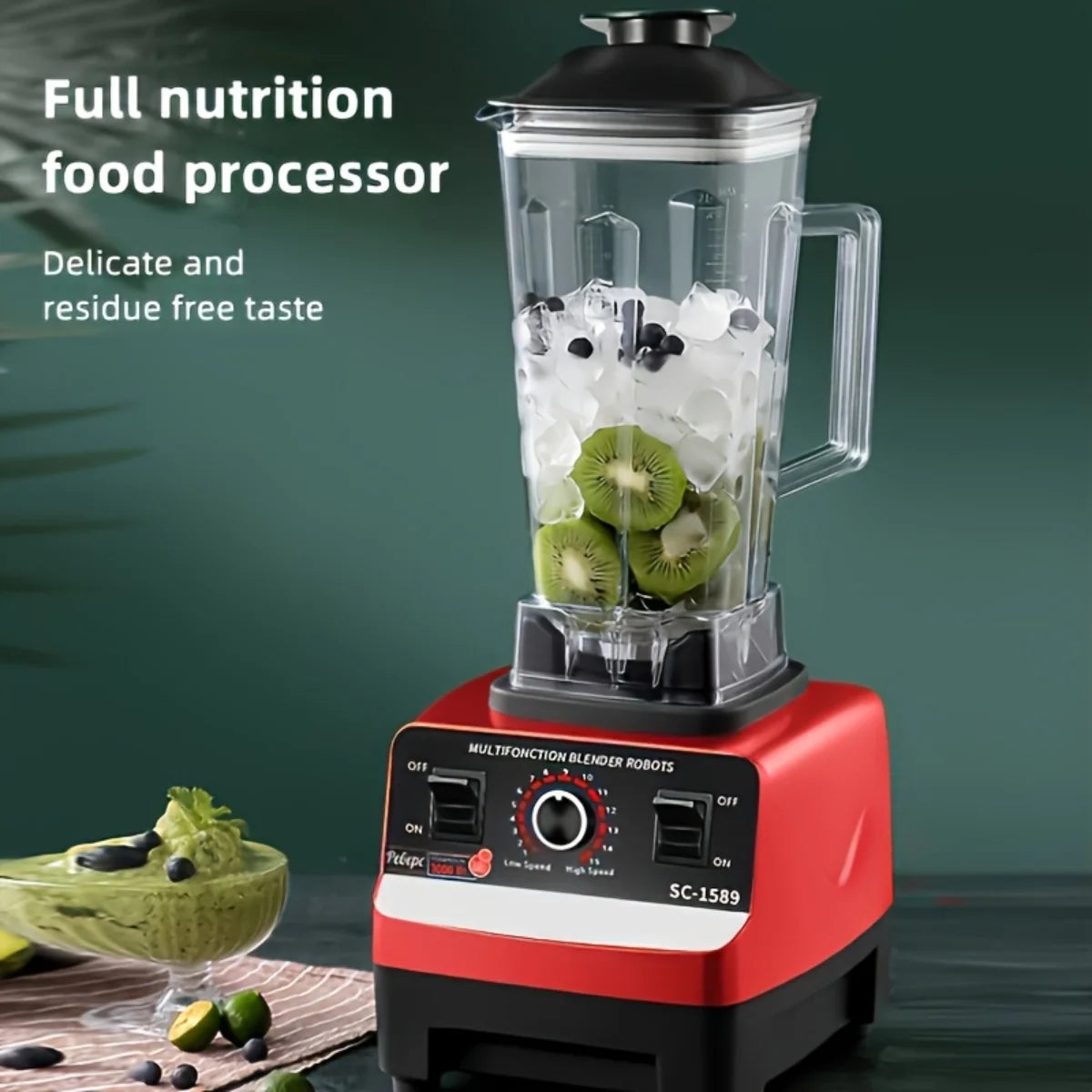 110V Red RV Blender with Wall Breaker Plug PP Food Processor Ice Crusher Multifunctional Kitchen Appliance for Cooking